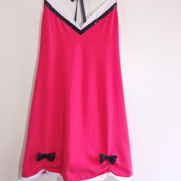 Victoria's Secret Red Nightie Black Sequin Bows 'Naughty & Nice' Women's Small - Picture 4 of 10